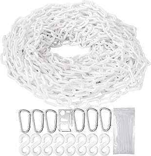 Plastic Chain Links Plastic Barrier Chain for Crowd Control Barriers Parking Barrier Safety Chain Plastic Halloween Chain, White, 65 32 50 feet