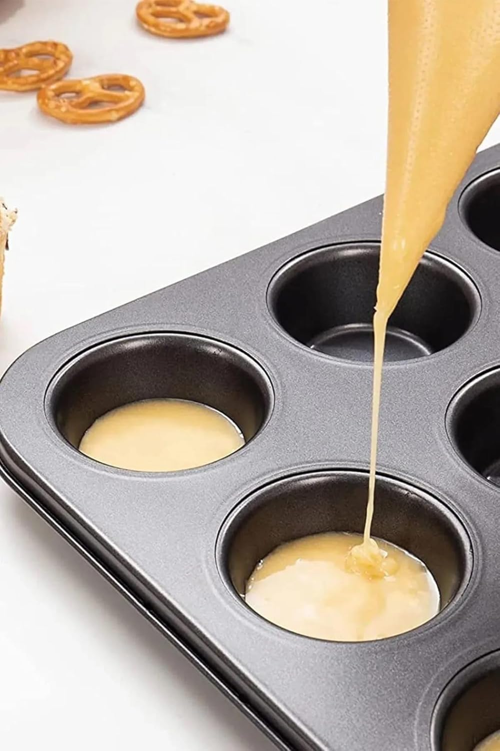 SODEF Muffin Pan 12-Cup Non-Stick Carbon Steel Baking Mold Bakeware Tray for Cupcakes, Brownies, Cakes, Easy to easy to wipe, Oven Safe - Black