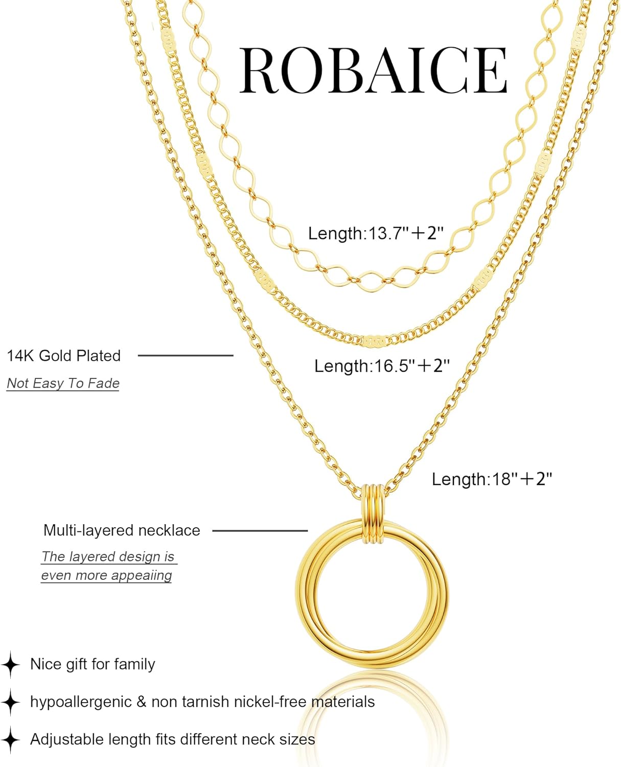 Layered Necklaces for Women,14K Gold Plated Twist Circle Pendant Dainty Paperclip Chain Necklace Stack Trendy Layering Stackable Chain Choker Set Minimalist Gold Jewelry Gift for Women - Image 4
