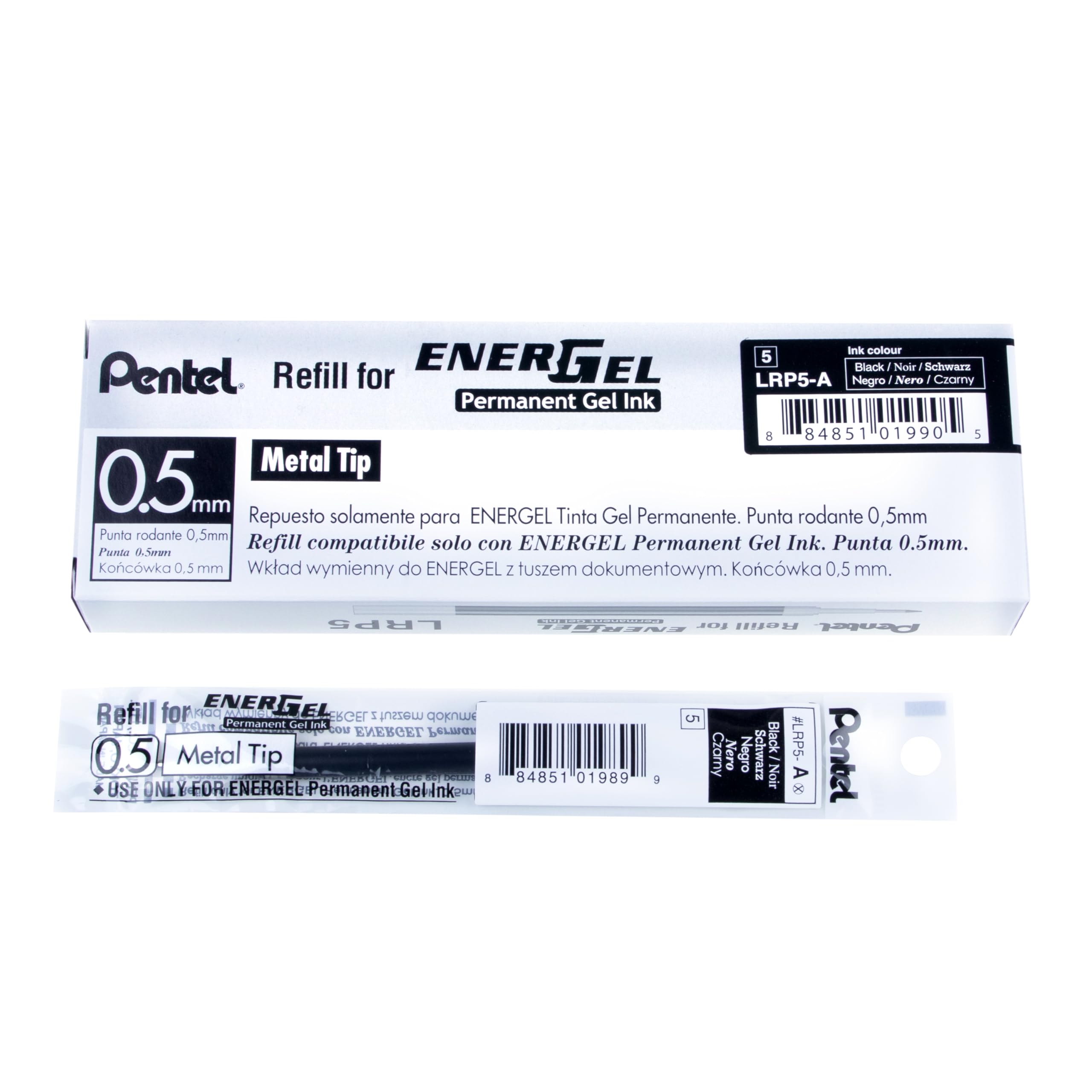 Pentel EnerGel Document LRP5 Nachfüllmine für 0.5 mm Gelschreiber, schwarz (12 Stück)