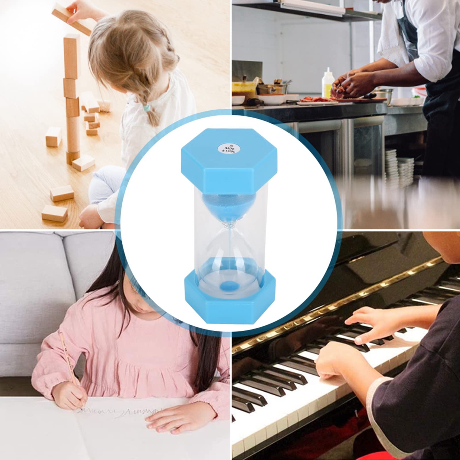 PATIKIL Timer A Sabbia Da 5 Minuti - Clessidra In Legno E Vetro Borosilicato, Rosso, Per Cucina, Giochi, Ufficio E Decorazione Casa