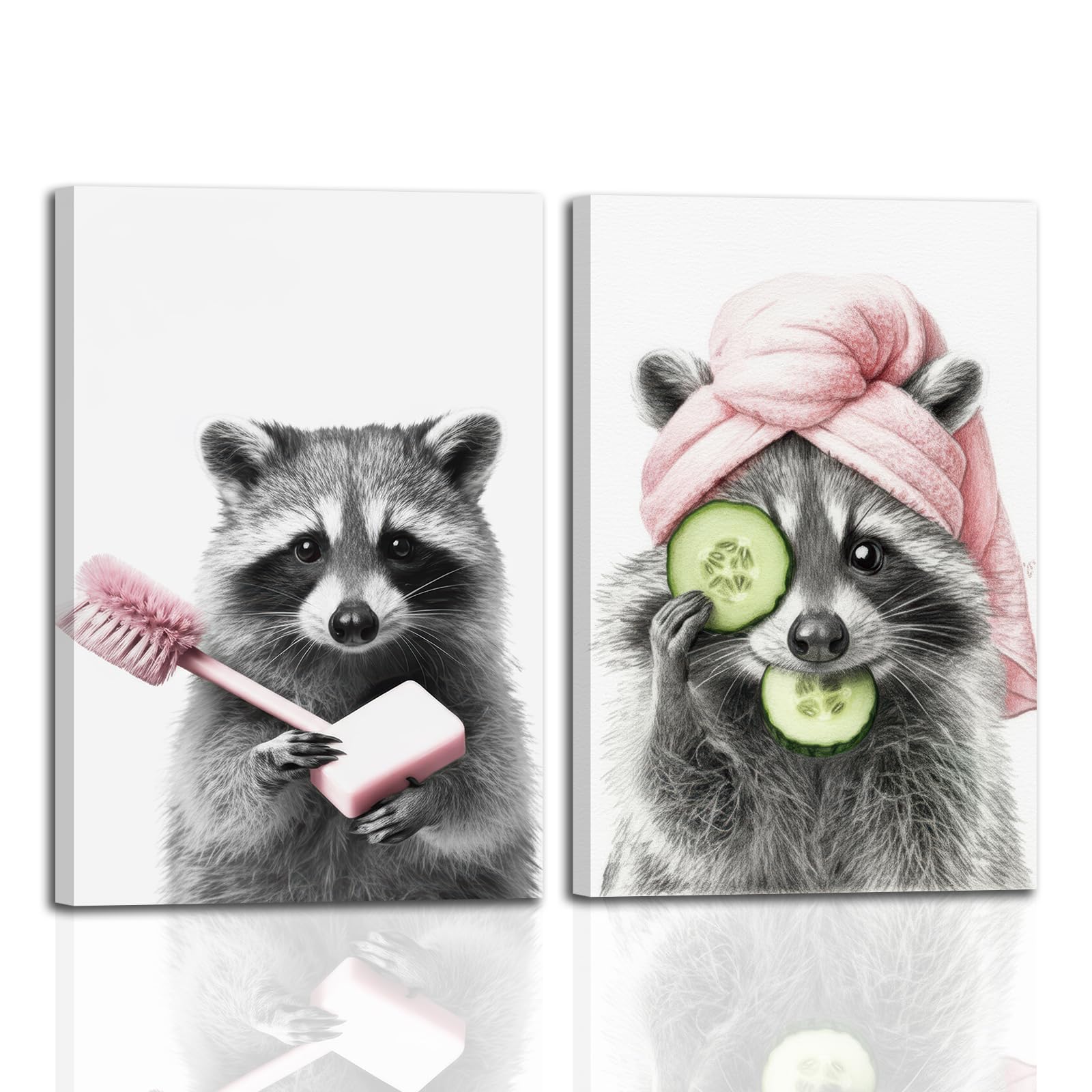 Funny Raccoon Spa Canvas Set