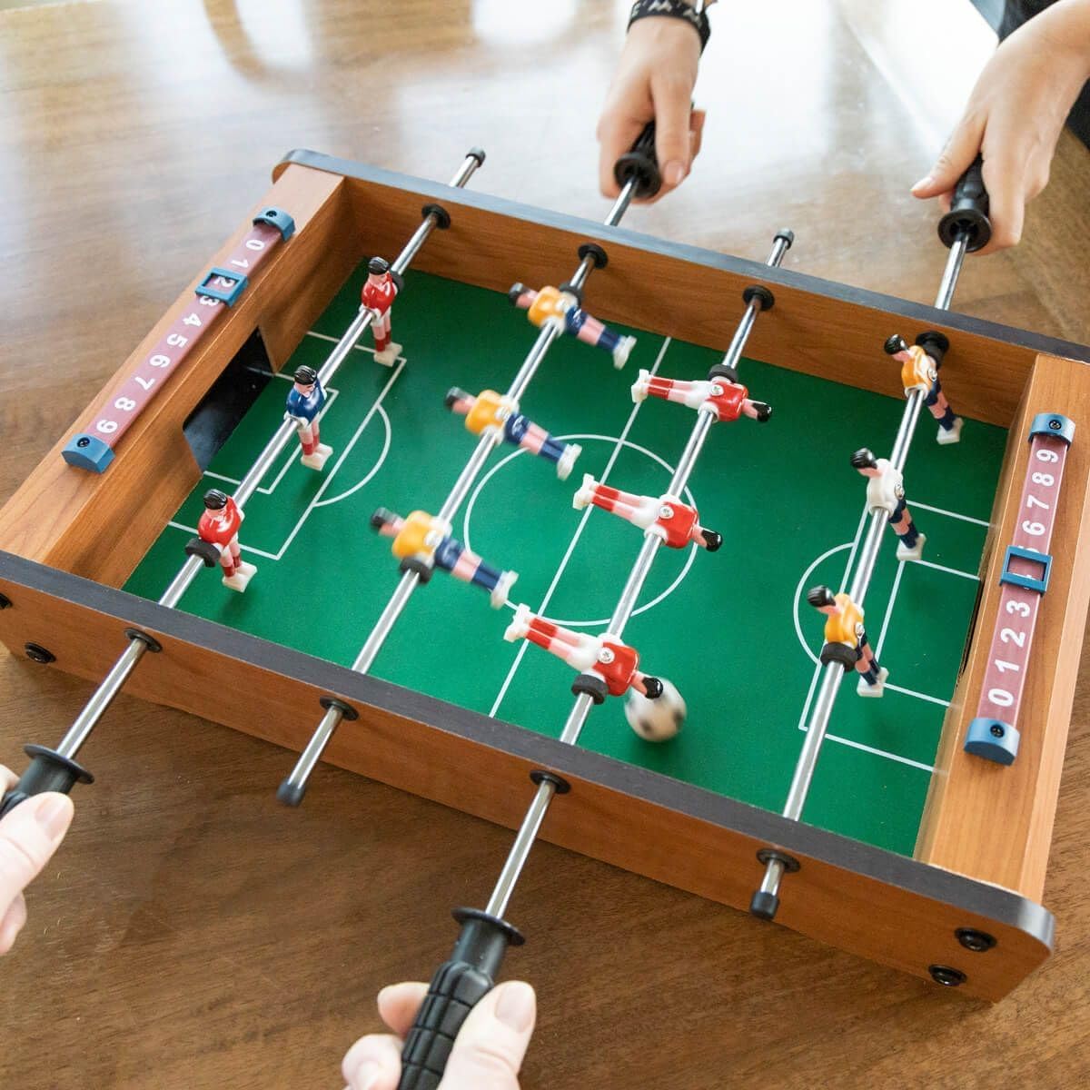Futbolín de madera para mesa de 51 x 31 cm, futbolín de mesa de madera con marcador de puntos, juego de futbolín, futbolín, para niños y adultos, juego de madera