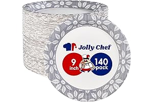 Party Essentials: JOLLY CHEF 9 Inch Gray Paper Plates (140 Pack)