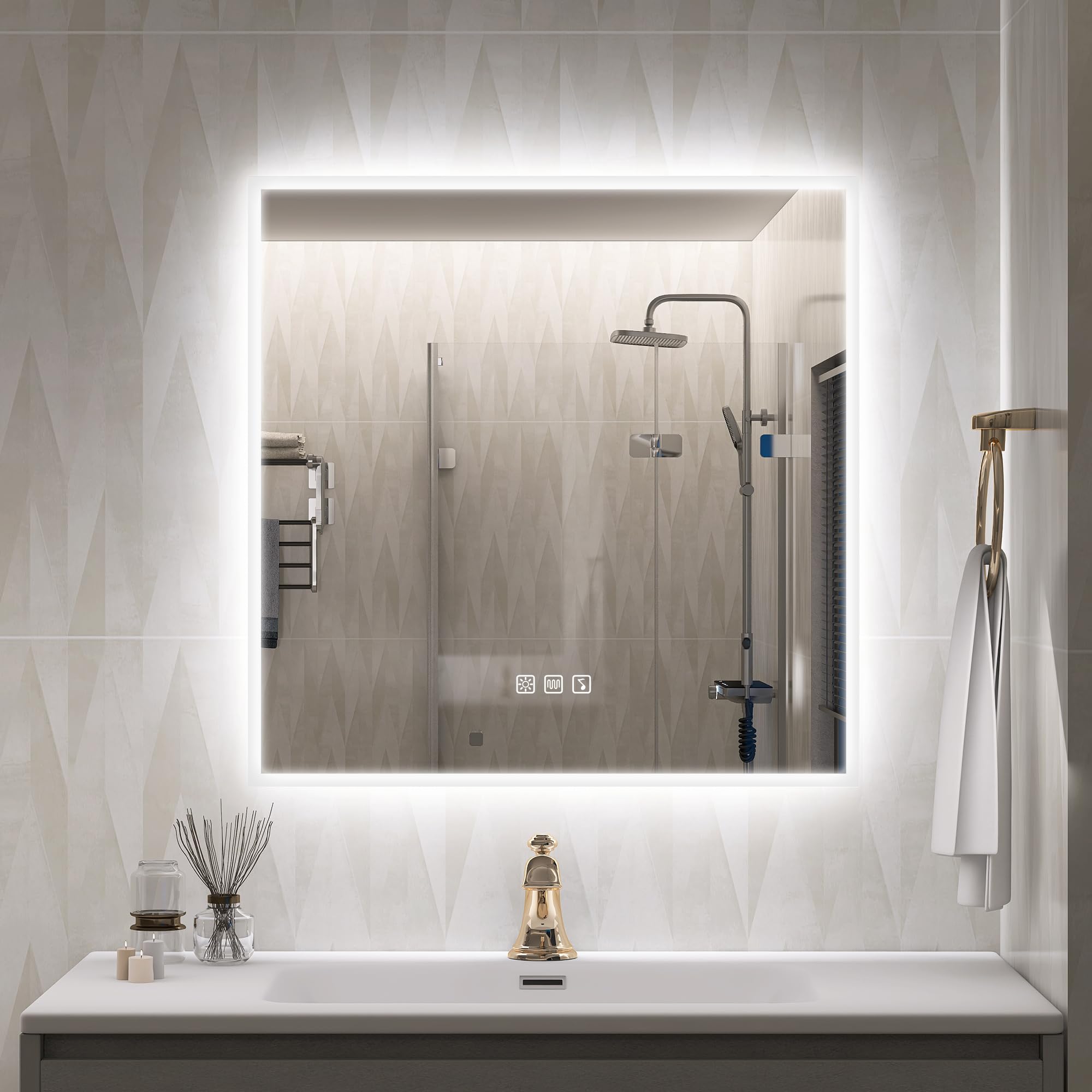 Miroir salle de bain LED tactile pour une ambiance spa et musique