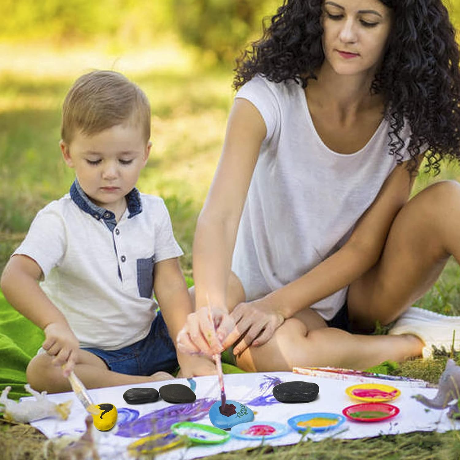 Umikk 20 PCS River Rocks for Painting, 2 Inches Craft Stones for Rock Painting, Kindness Rocks for Art, Decoration : Patio, Lawn & Garden