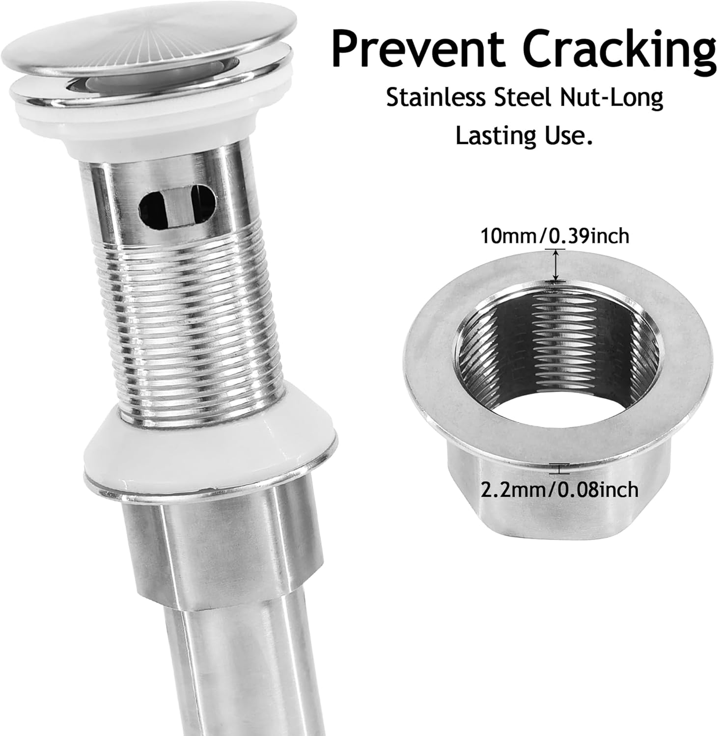 Bathroom Sink Drain,4 Pack Drain Stopper with Overflow,Pop Up Drain Assembly with Detachable Strainer Basket,Built-in Anti-Clogging, Stainless Steel Nut Brushed Nickel