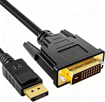 DisplayPort DVI Converter 1M High Speed Stable DP to DVI Male to Male Adapter Cable Nylon Braided Abrasion Resistant Connecting Computer Monitor Desktop Projector Display 1M