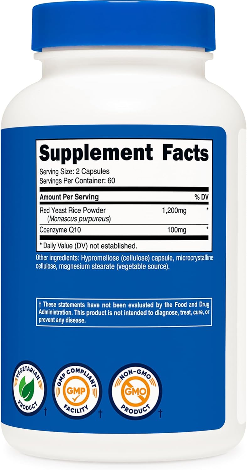 Nutricost Red Yeast Rice with CoQ10 1300mg, 120 Capsules, 60 Servings - Non-GMO, Gluten Free - Image 5