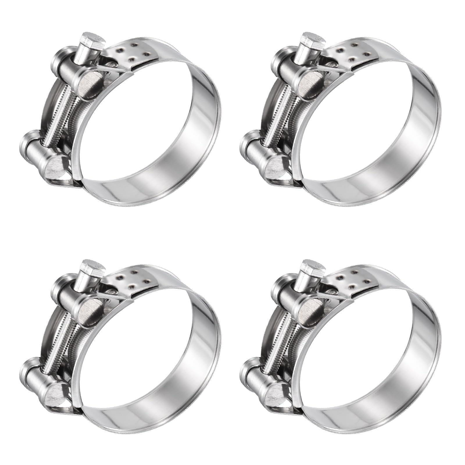 sourcing map 4pcs T-Bolt Hose Clamps, 60-63mm (2.36"-2.48") Clamping Range, Stainless Steel Adjustable Intake Radiator Fuel Line Pipe Clamps for Automotive Plumbing Industrial Pipes