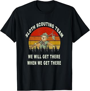 Sloth Scouting Team camping scout hiking gift vintage flag T-Shirt