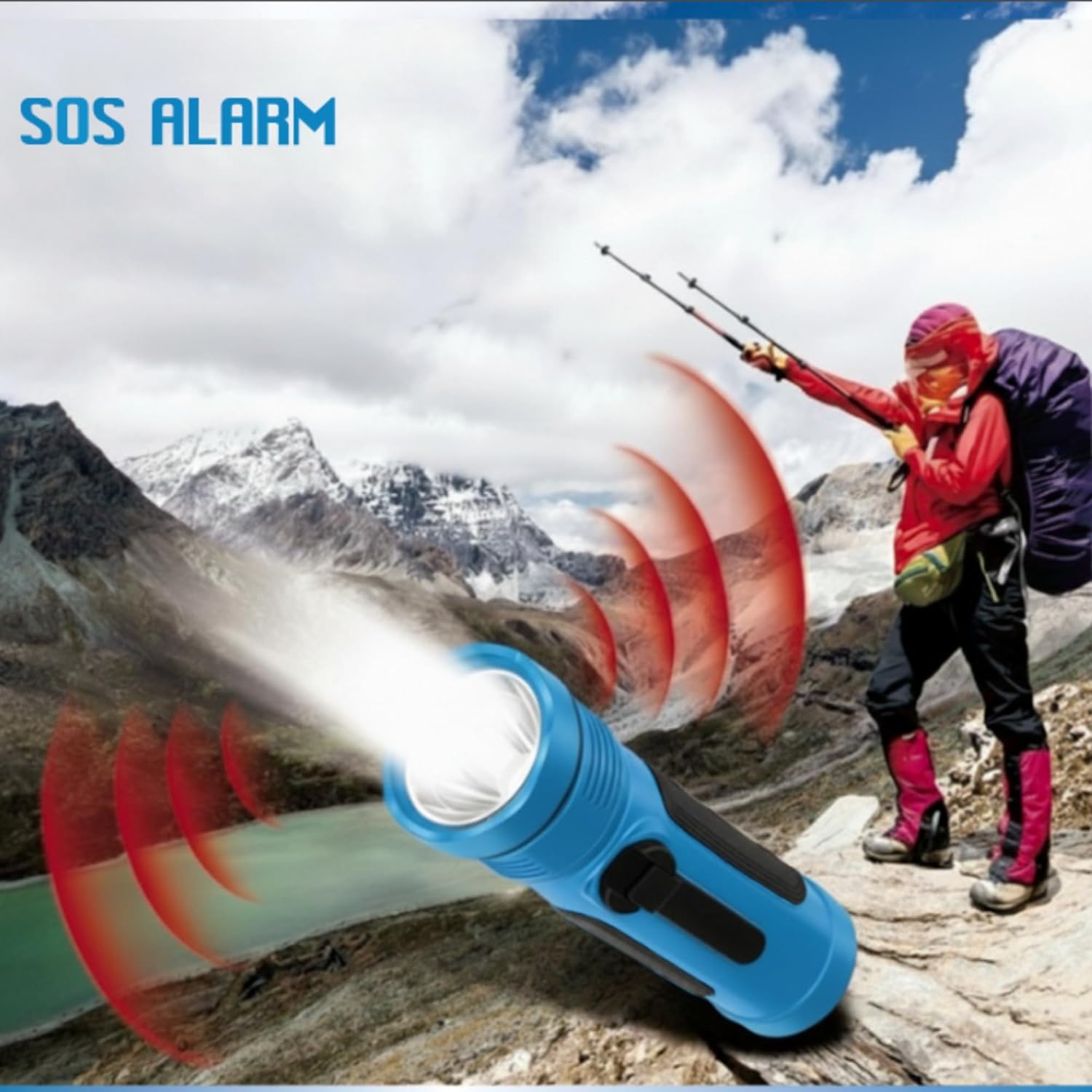 Azpen 8-in-1 Solar Flashlight with Crank Charging, AM/FM/NOAA Radio, S.O.S Alarm, Study Light, 3000 mAH Power Bank