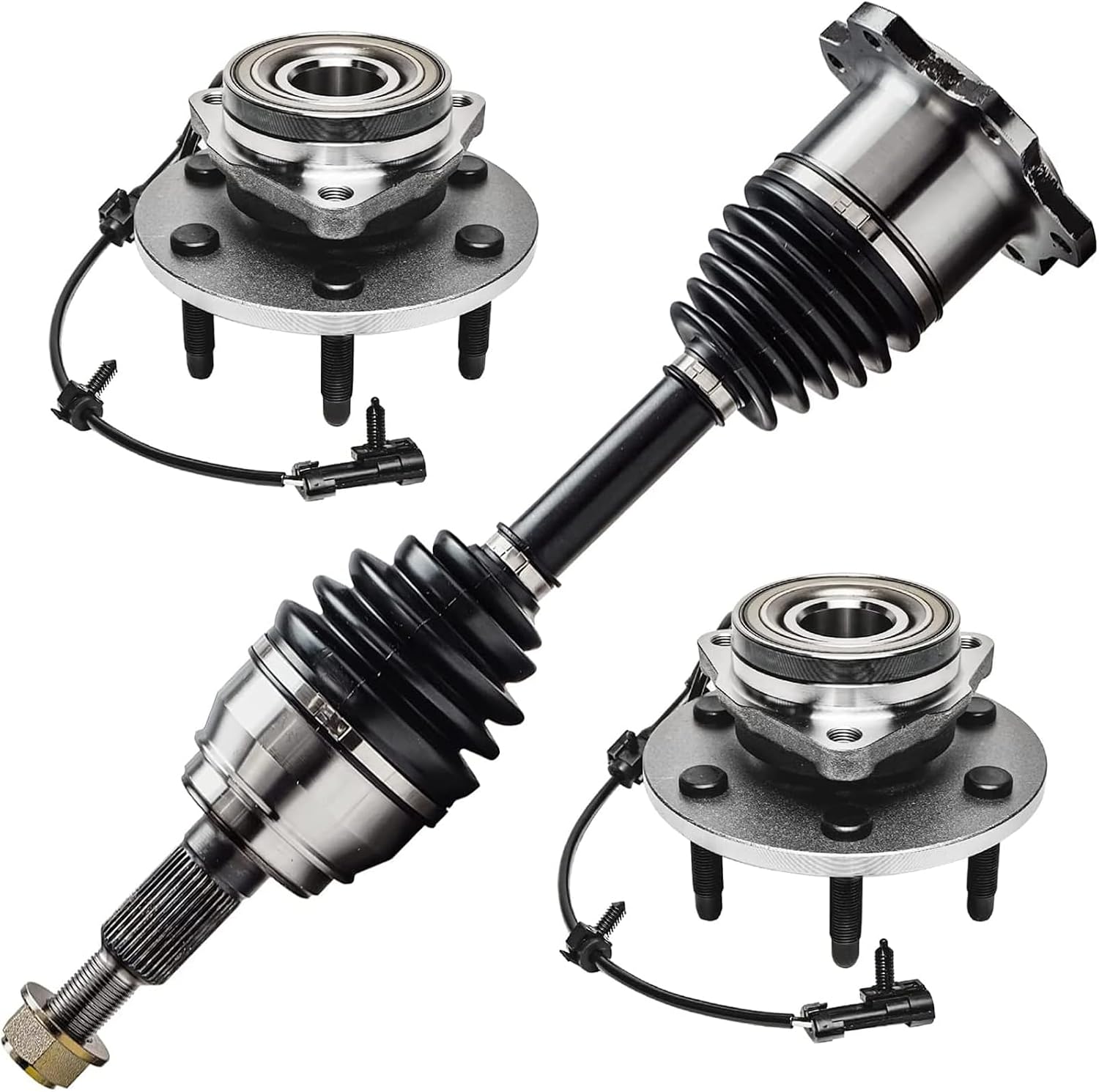 AUTOCLUB CV Axle and Wheel Bearing Hub Assembly Front for 2001 2002 2003 2004 2005 2006 Chevy Silverado Suburban 1500, for GMC Sierra Yukon XL 1500 CV Axles Wheel Bearings Kit Replacement [4WD 6-Lug]