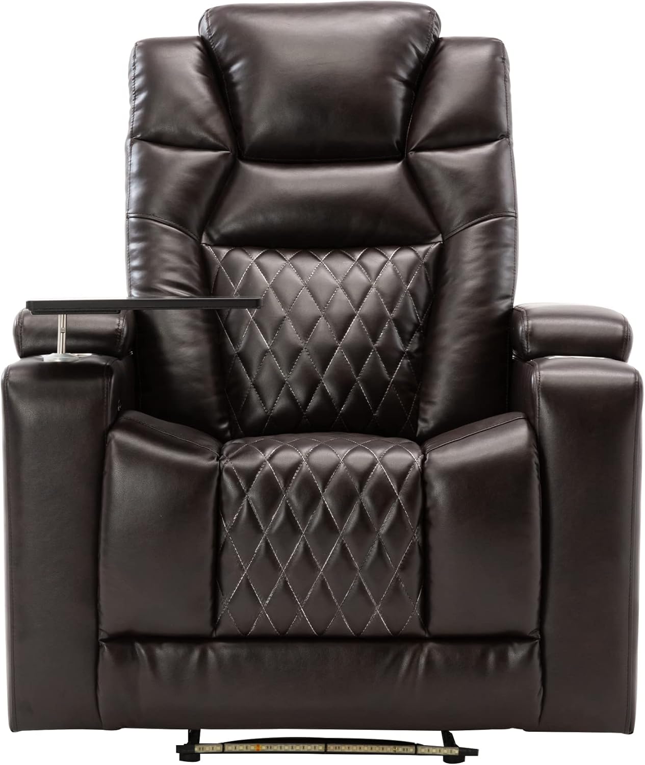 Motion Recliner with USB Charging Port and Hidden Arm Storage, Home Theater Seating with 2 Convenient Cup Holders Design and 360° Swivel Tray Table（Old SKU: SG000440AAA）