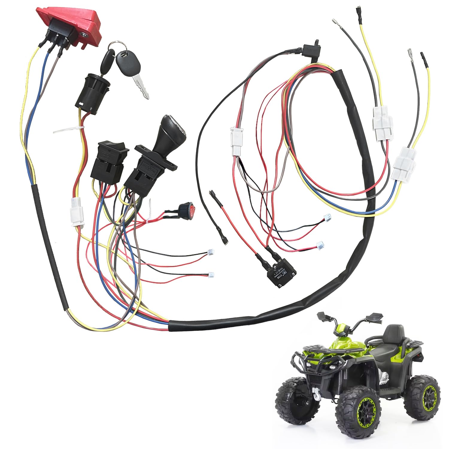 6V 12V 24V DIY Wire Harness Electric Conversion Kit for Kid's Ride On Toys Car,Set of Wire Harness Switch for Children Power Wheels Trax Upgrade Replacement Parts