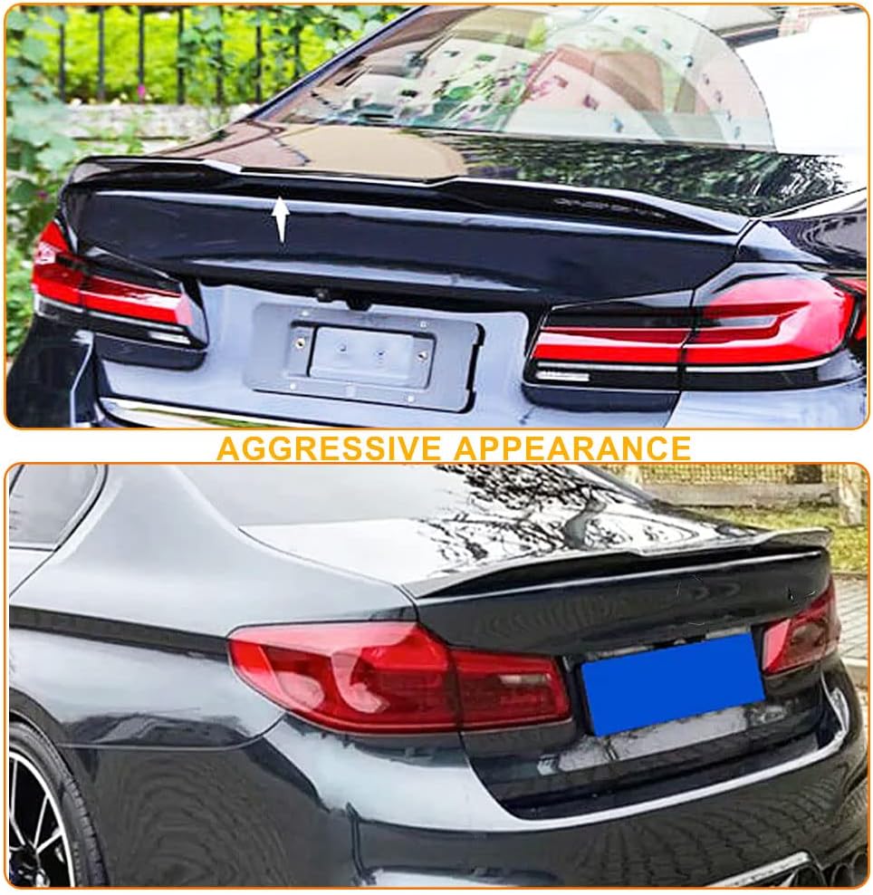 Trunk Spoiler Fits for BMW 5 Series G30 G38 2018-2023 Glossy Black ABS 520i 530i 540i 550i Car Rear Boot Lid Highkick Spoiler Wing Lip Factory Outlet