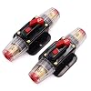 80A Audio Inline Circuit Breaker Reset Fuse PowMr Reset Fuse Holder 80 amp with Manual Reset for 12V-24V DC Car Audio, Stereo Switch and Solar Inverter System (2 Pack)