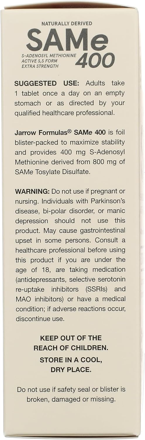 Jarrow Formulas, Sam-E 400Mg, 30 Count