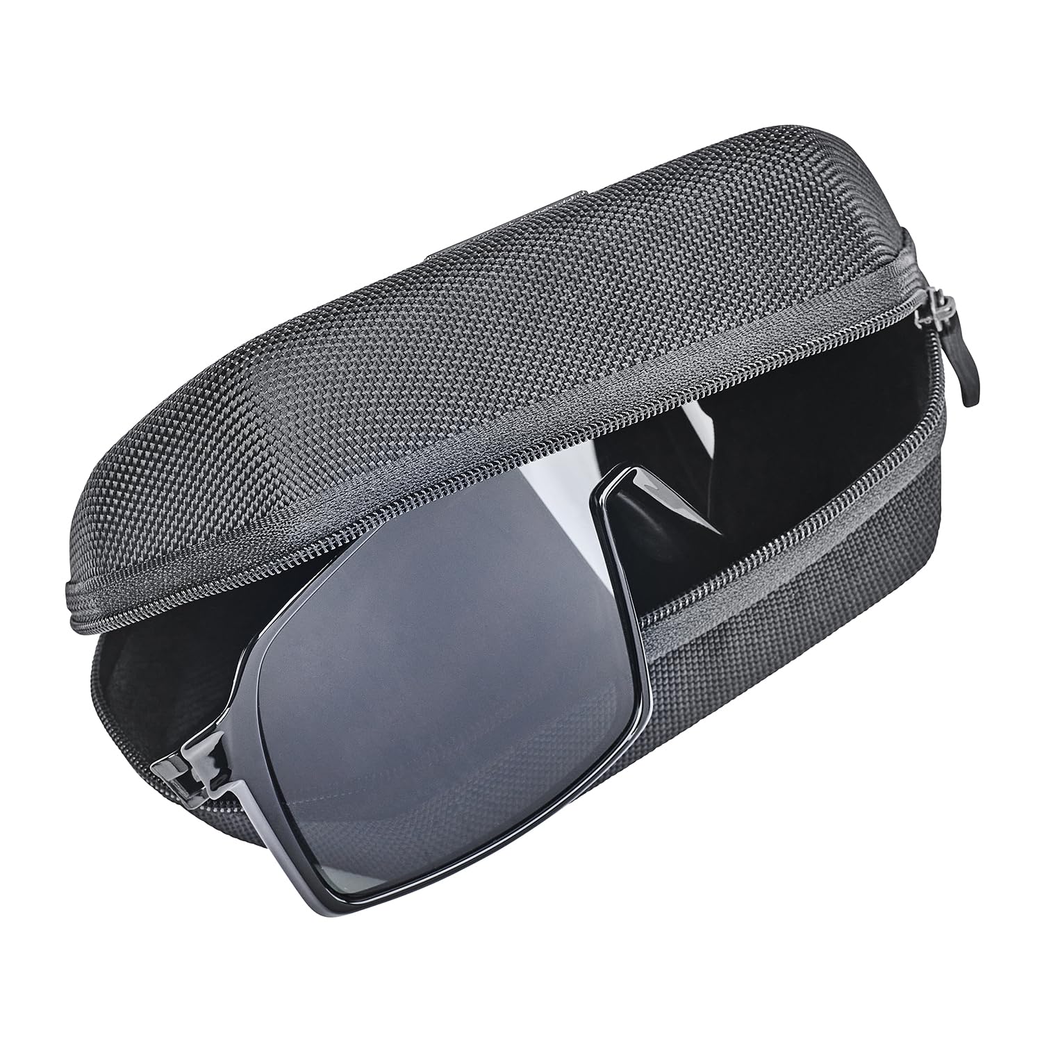 Black Crevice Sportbrille schwarz I Unisex Brille mit zylindrischen Gläsern + Etui & Microfleece-Beutel I Sport Sonnenbrille mit 100% UV-Schutz I Sport Brille mit gummierten Nasenpads & Bügelenden