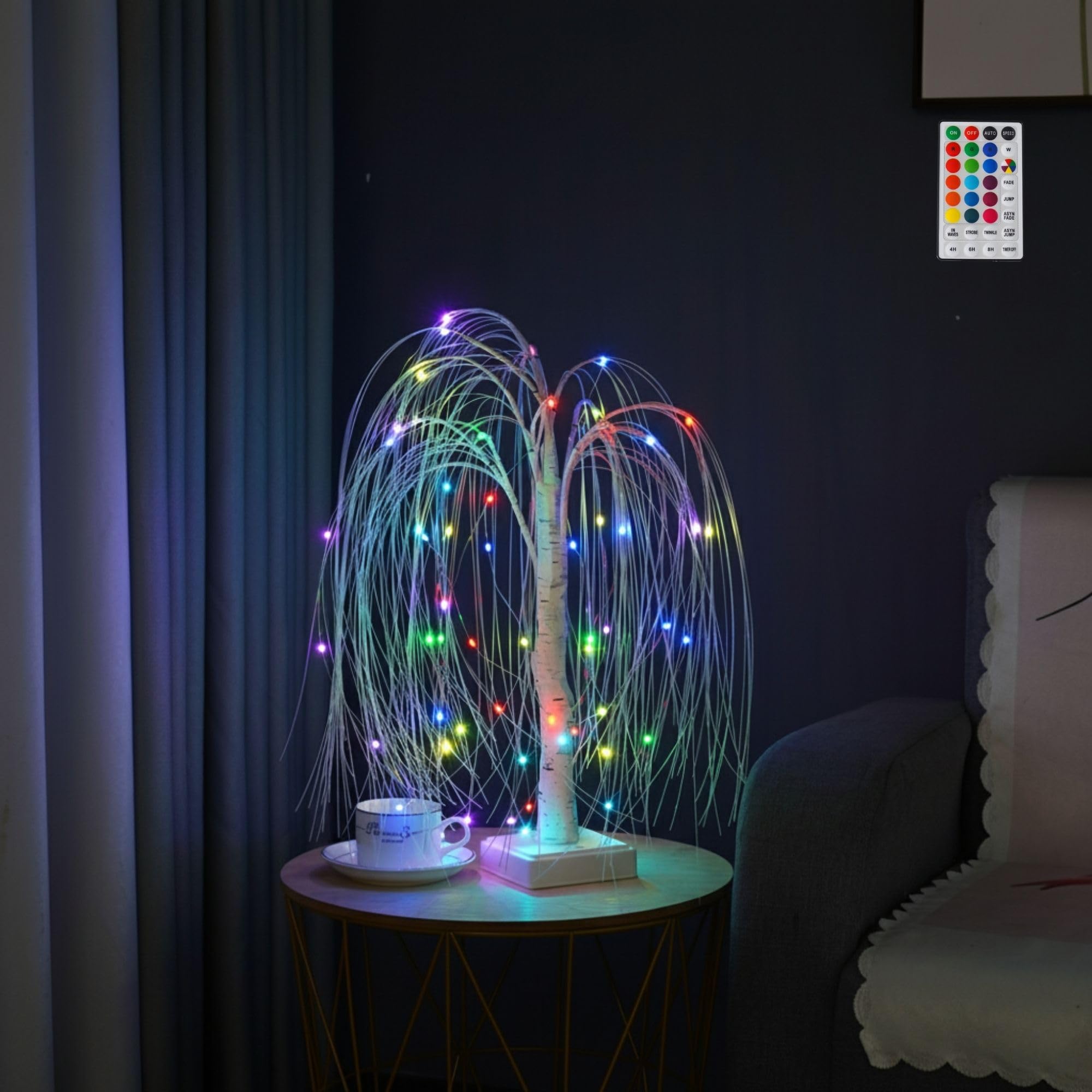 Birch Twig Tree with Light | Warm LED 144 Led Pre lit Christmas Tree | Battery Operated or USB Plug-in Birch with Lights for Home | Wedding, and Holiday Decorations (60 Led Light Willow Tree)