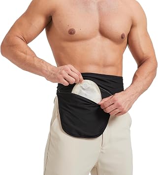 DERAYMI Ostomy Belt for Ostomy Bags for Men and Women Colostomy Bag Stoma Accessories Adjustable Ostomy Belt Black Suitable for Sports Swimming and Outdoor Activities M