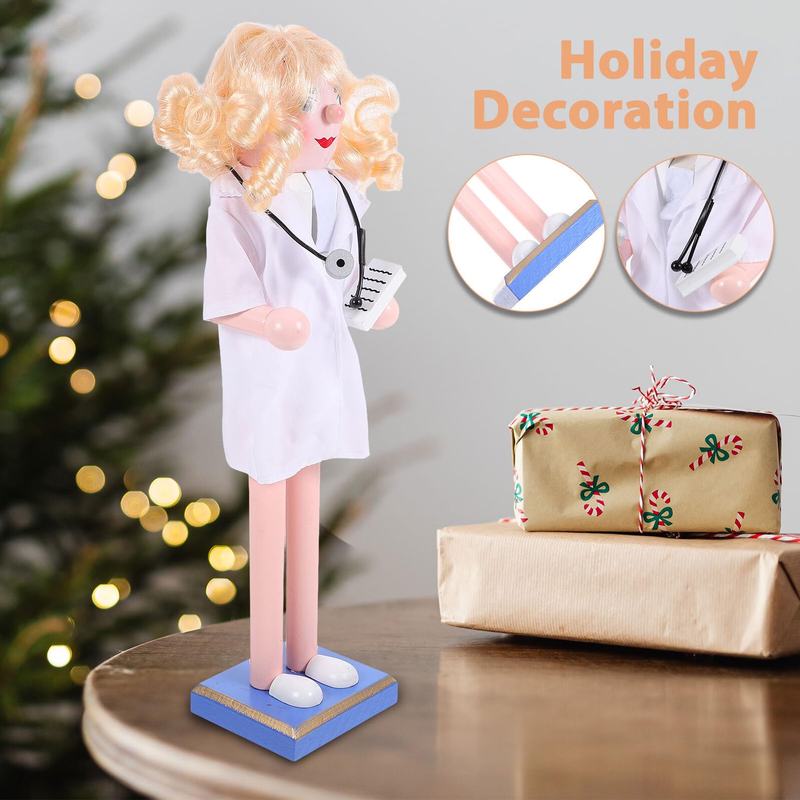 ULTECHNOVO Nussknacker Figur aus Holz für Weihnachten Tisch-nussknacker zum Basteln Traditionelle Weihnachts-Dekoration Fensterbänke und Regale
