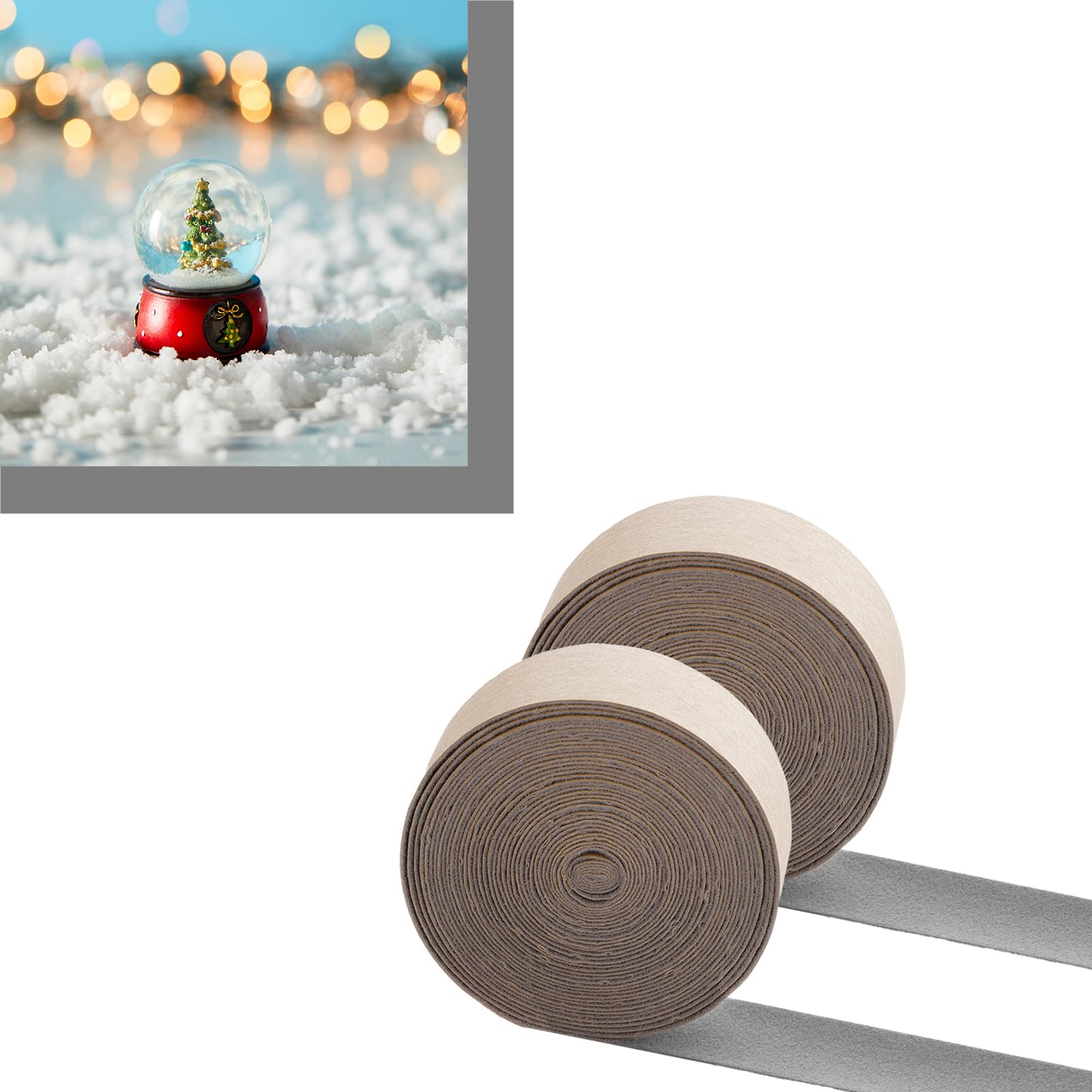 ChenTeng 1'' x 16ft Self Adhesive Polyester Felt Tape, Velvet Self-Stick Strips, Flocking Tapes Roll for DIY and Protecting Furniture (2 Rolls, Grey)