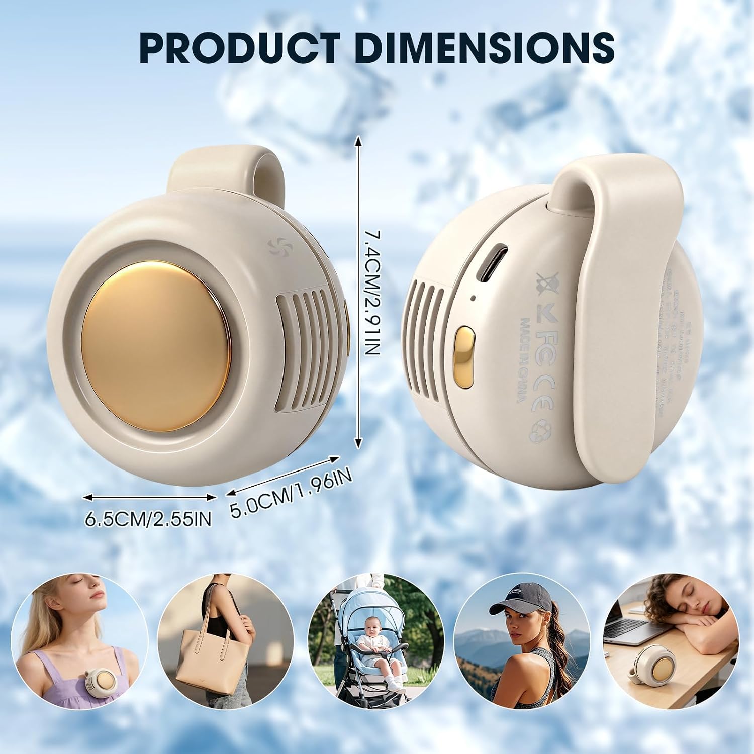 Small Clip Fan, Personal Waist Fans,Portable Silent Mini Bladeless Fan Clip On for Shirt ,Hands-Free Personal Clip Fans 3 Speeds,Clips on Waist Neck Fanes for Outdoor,Camping,Travel,Office (White)