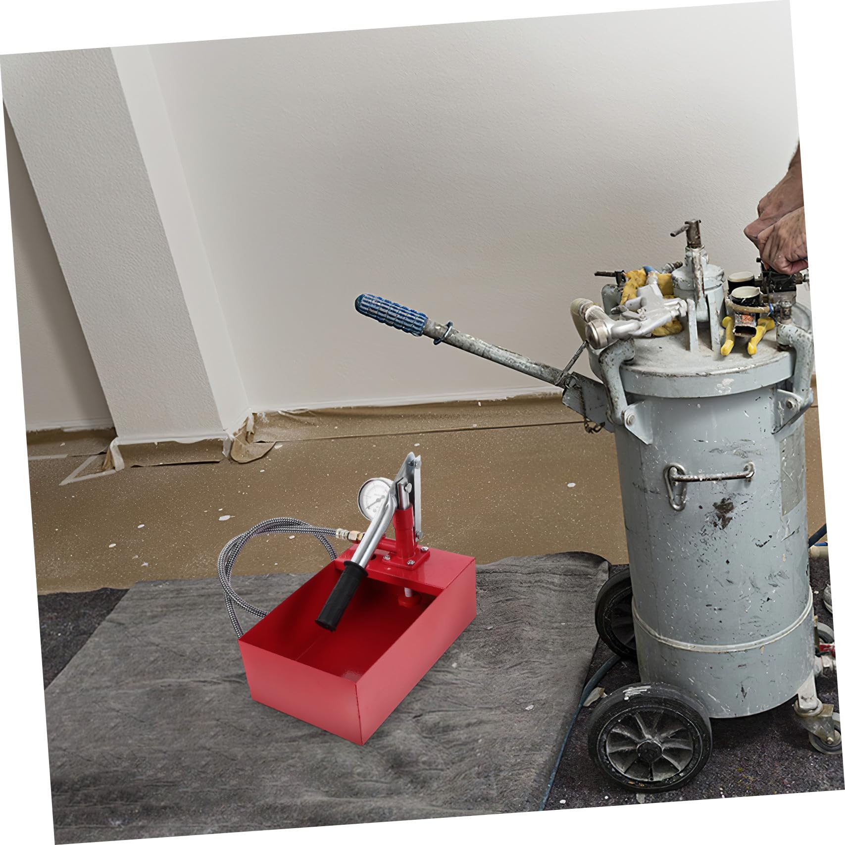 ULTECHNOVO Bomba De Prueba De Presión Manual 25Kg Con Manómetro Grande Para Agua Y Aceite Hidráulico Uso Industrial Y Construcción Con Tubería De Color Aleatorio