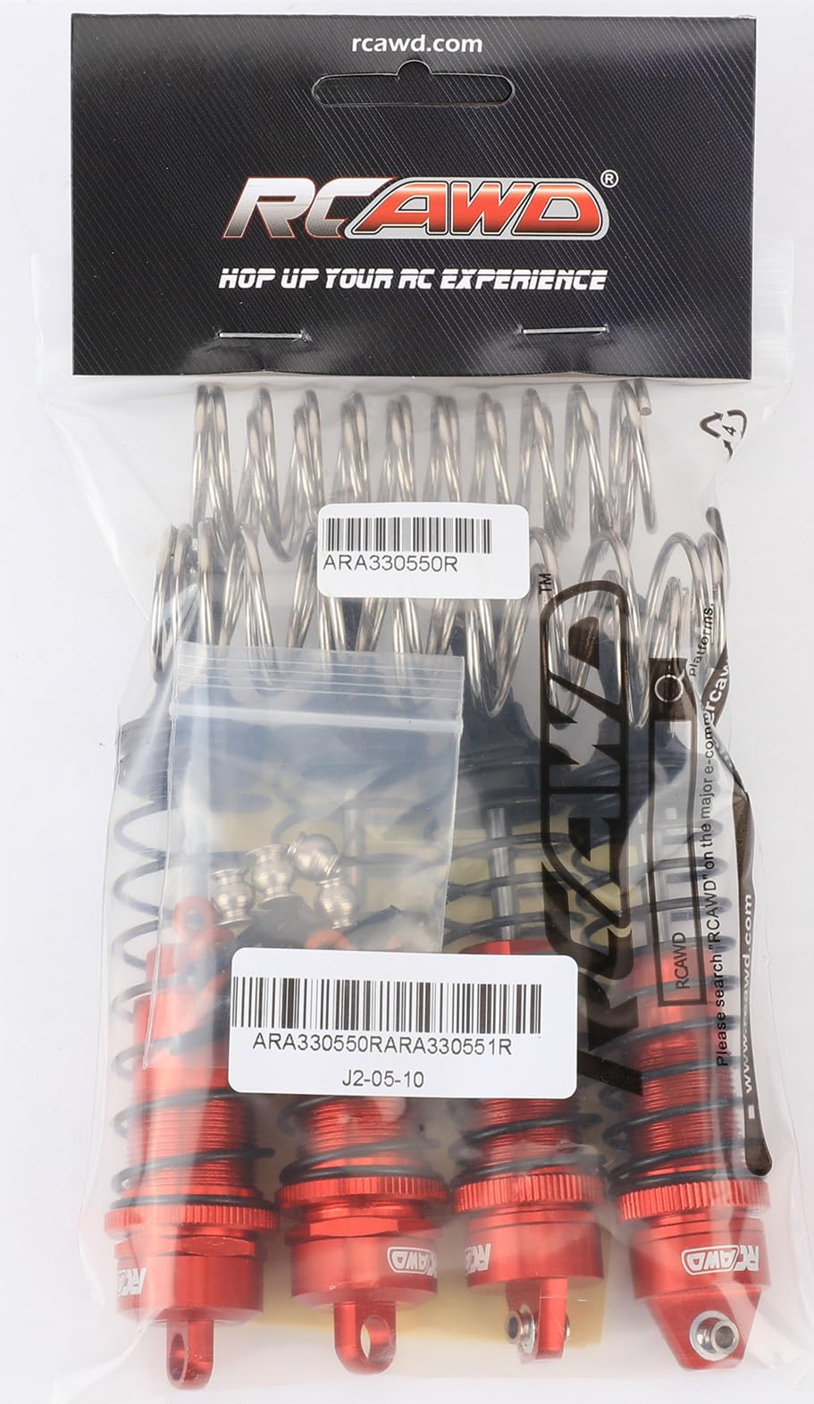 RCAWD rc Stoßdämpfer set für 1/10 ARRMA 3S & Mega550 Senton Granit Big Rock Typhon Teil (rot), 4 Stück