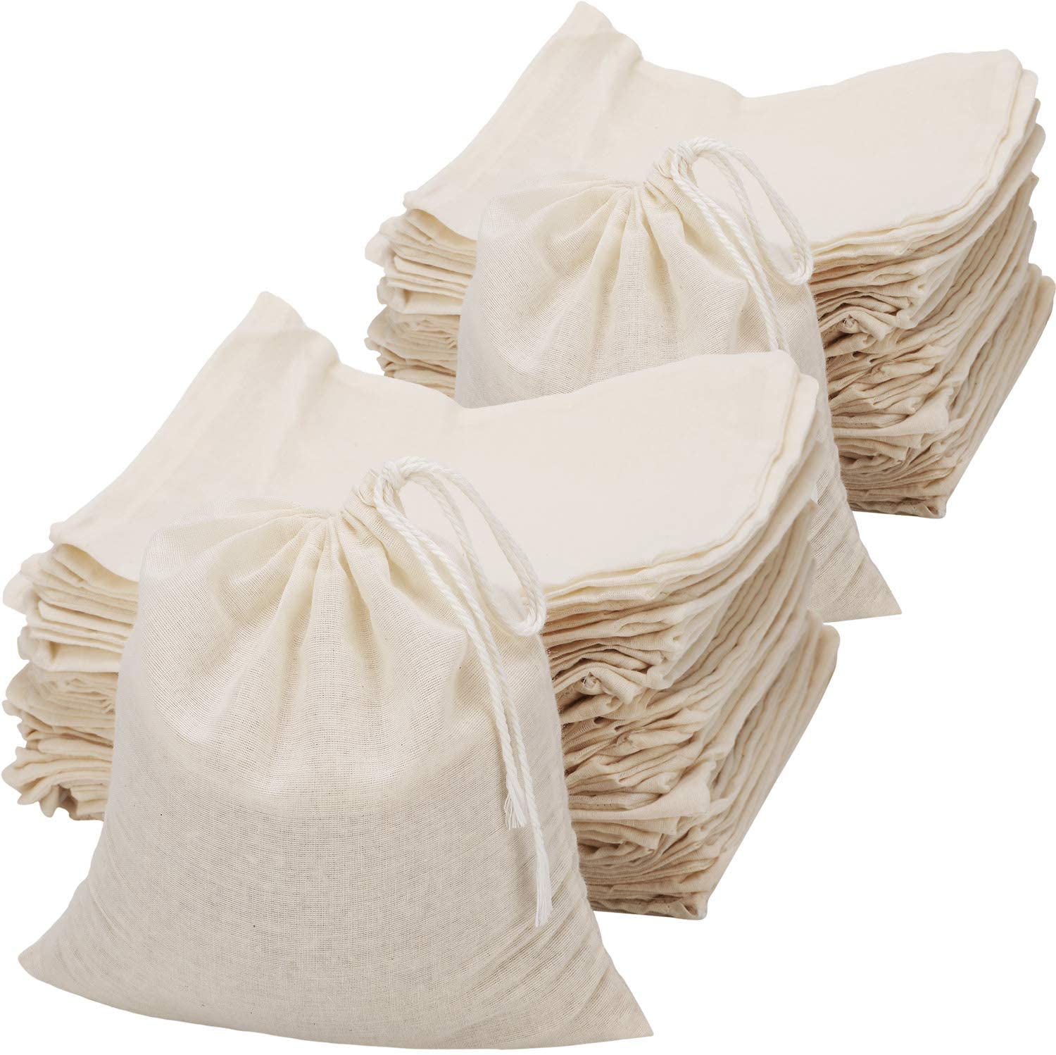 NJ Drawstring Bags Muslin Bag Sachet Bag, Coin Pouch, Pouch for Wedding Party, Jewellery Bag, Gift wrap Pack Bag, Cotton Bag, Travel Bag, Cosmetic Bag (4x5 Inches) (50)-image-30