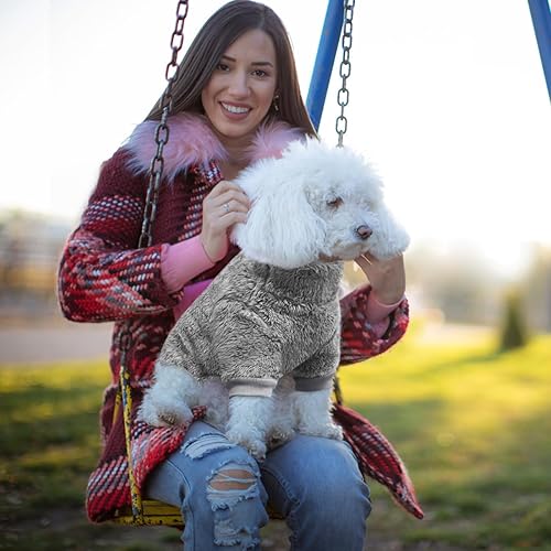 Miniatura 4 de Idepet Pijama de terciopelo para perro, suéter de cuello alto para perro, mameluco de felpa suave para gatos, ropa para mascotas, traje de invierno,