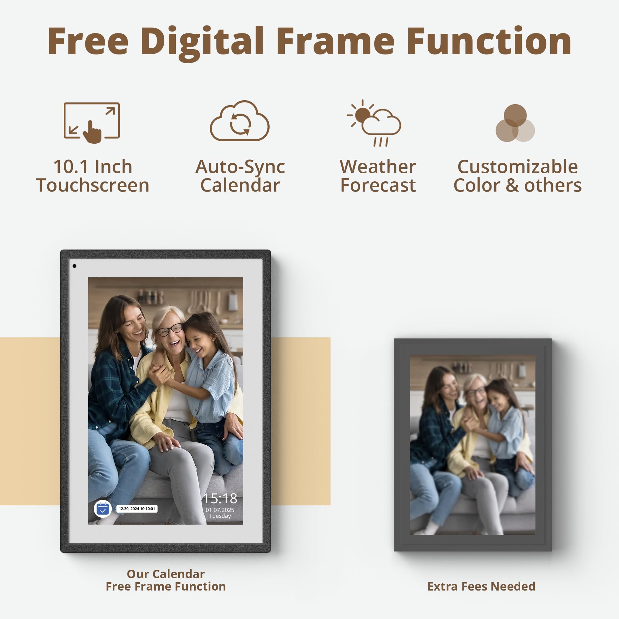 Dragon Touch Calendario, Calendario Digital 2025 de 10.1 Pulgadas, planificador de Pared Familiar, Pantalla táctil interactiva Full HD 1080P, Tabla Inteligente de tareas y organización del hogar