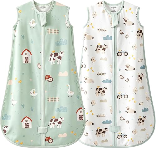 2pc Baby Sleeping Bag, 0.5 Tog Sleeveless for Summer, 0-6 Months