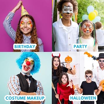 Bowitzki Face Paint Kit with 18 Face Painting Colors, 1 set brushes,Non Toxic Hypoallergenic Water Based Professional Halloween Makeup Body Face Painting Set
