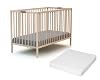 WEBABY - Folding baby bed wood natural 60x120 cm with mattress FLEX | Folding cot |3 levels Height adjustable|Compact transportable Foldable | Space saving