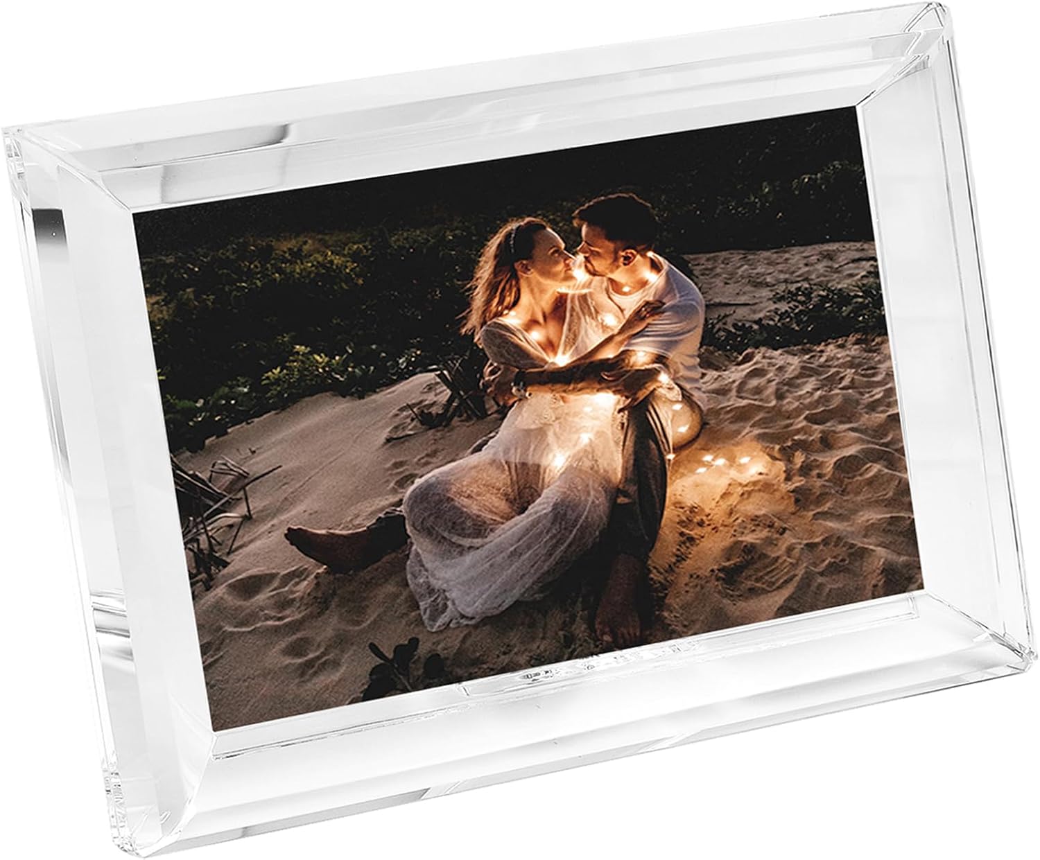 Crystal Picture Frame 5x7 Inch, Wedding Frame Tabletop Display, Display Pictures 5''x 7'', Comes with Gift Box