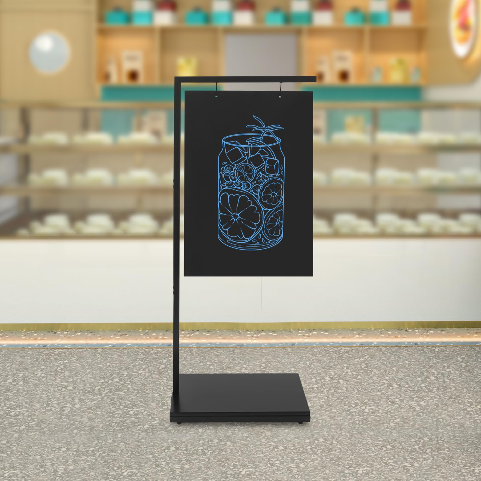 Pizarra de tiza, 38 x 30 x 110 cm, grande, de pie, cartel exterior para cafetería, cartel portátil de doble cara para colocar mensajes publicitarios