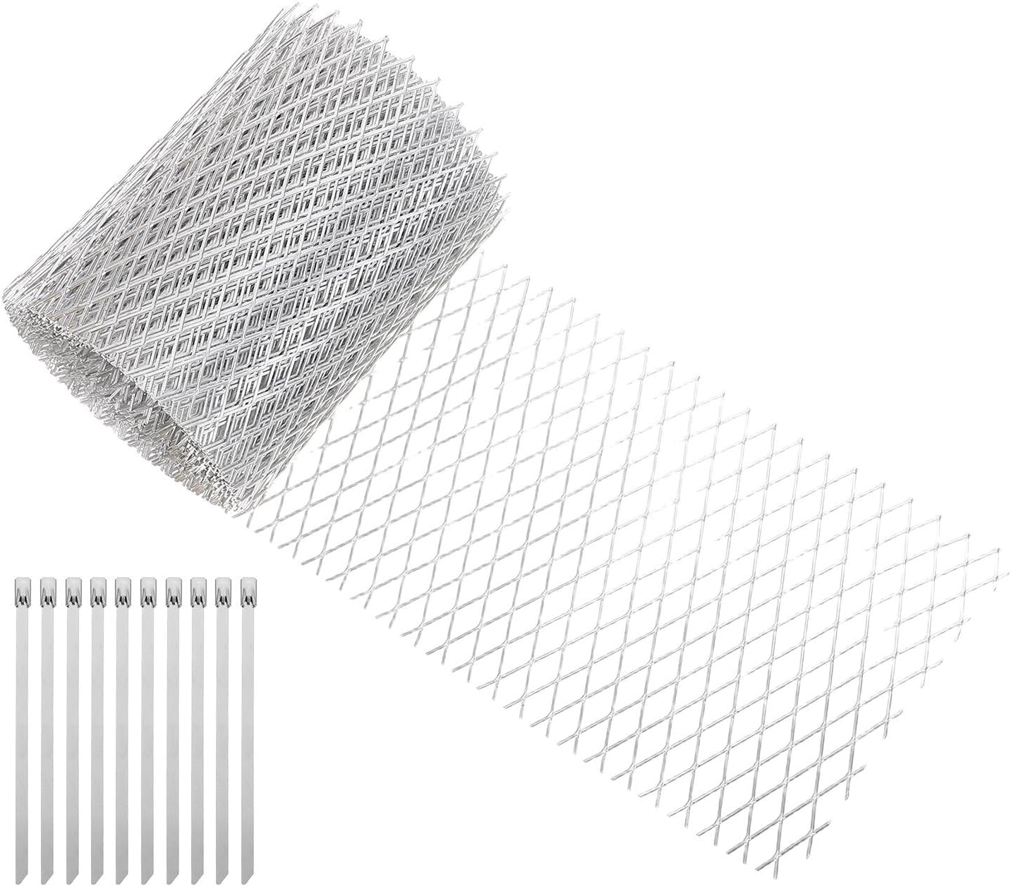 Aluminum Gutter Guard Mesh Roll 5 Inch X 20 Feet, Wear Resistant Leaf Protector for Rain Gutters and Roof, DIY Installation for Home Exterior, Blocks Debris and Leaves Efficiently