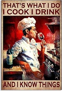 Bioprocess That's What I Do I Cook I Drink and I Know Things Poster, Love Cooking Poster Vintage Home Decor Poster Decor Poster Wall Art Tin Sign Decor Metal Sign Poster 8X12 Inches