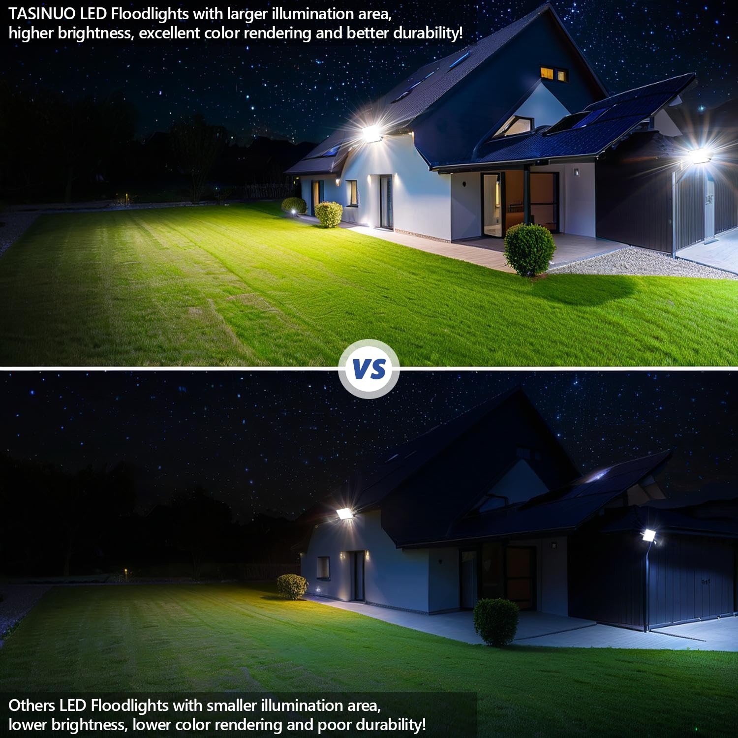 Focos LED Exterior 300W 30000LM Potente Luces LED Exterior 2 Piezas | IP67 Impermeable Luz LED Exterior, 6500K Blanco Frío Lampara LED para Jardin, Terraza, Garaje, Taller, Fábrica, Almacén