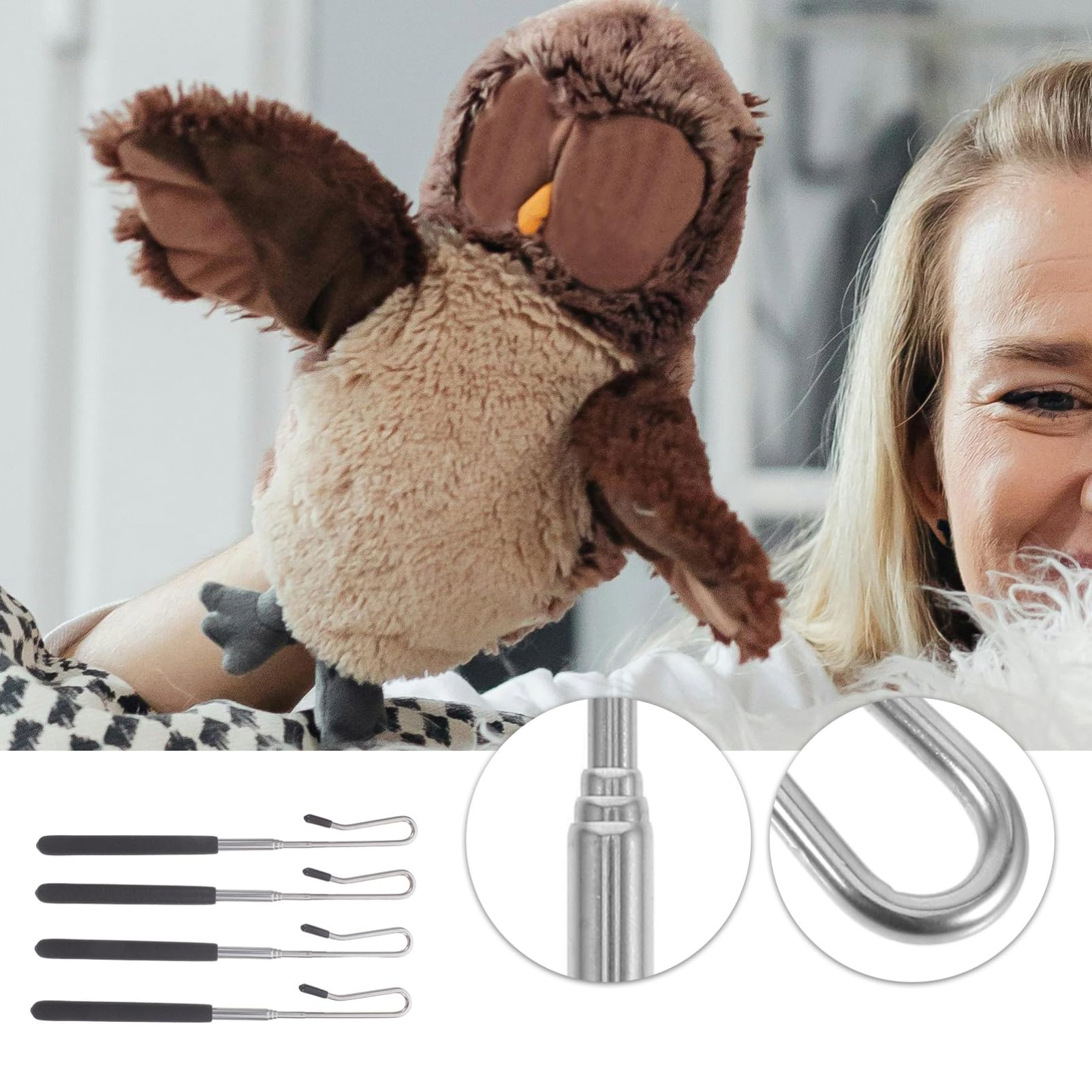 Toddmomy 4 Varillas de Mano Telescópicas de Aleación Ajustables para Control de Brazos de Títeres, Accesorios para Títeres en Escenario o Control Individual