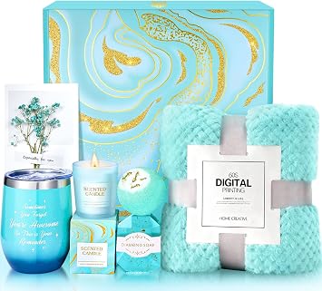 BodyRefresh Birthday Gifts for Women, Gift Baskets for Her Self Care Package Birthday Gift Set With Blanket Get Well Soon Gifts for Adult Birthday Gift Ideas Spa Set for Her Wife Grandma