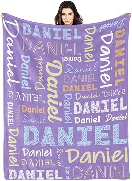 Custom Name Blanket for Kids Adult Women Men Personalized Throw Blanket with Name, Blanket Gift for Mom, Dad, Grandma, Daughter, Son, Gift for Birthday Christmas Purple