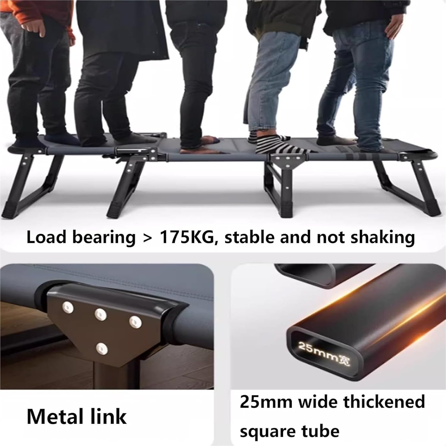 Folding Camping Cot,Camping Cot for Adults, Folding Bed with Mattress Foldable Padded Sleeping Cots Double Layer Oxford Portable Soft Pad Bed for Home Guest Office Nap(190 * 68 * 28cm)