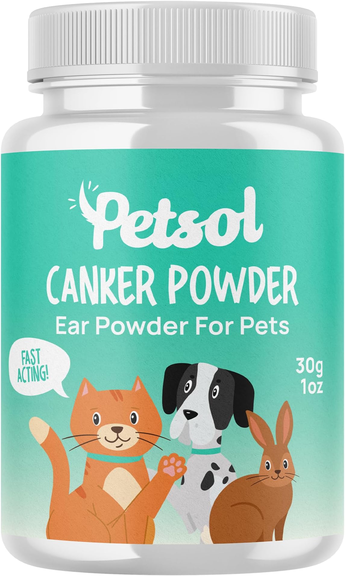 Ear Canker Powder (30g) Ear Mite Powder For Dogs, Cats, Horses, Rabbits, Small Animals & Pets - Rapid Relief For Itching Caused By Ear Mites Stops Head Shaking, Wax, Gunk & Ear Odour (30g)