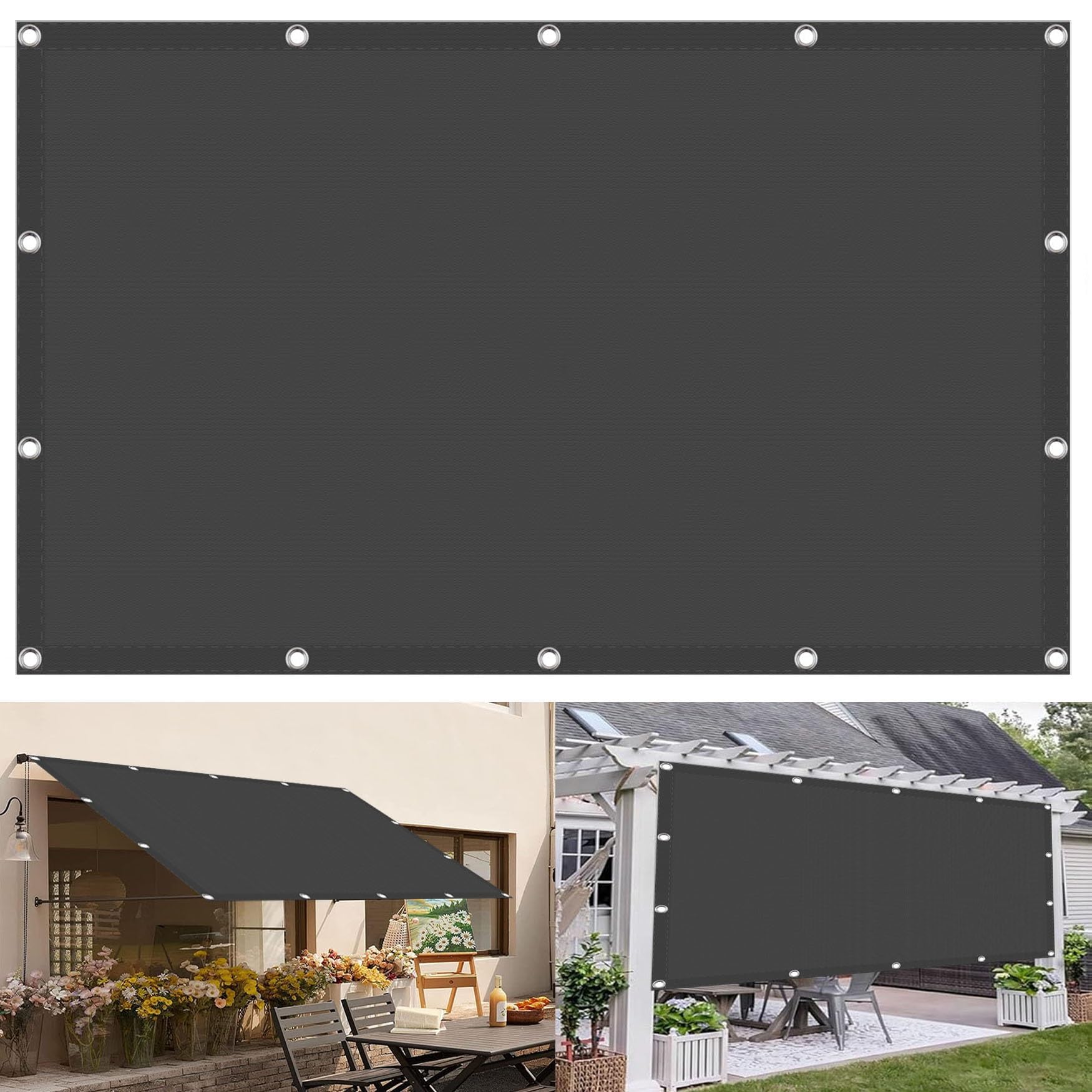 Toldo vela impermeable rectangular con protección UV para terrazas y pérgolas