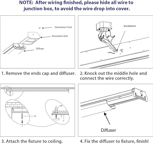 Miniatura 6 de ANTLUX Lámpara LED de 4 pies, 50 W, 5600 lm, luz LED lineal de montaje empotrado, 4000 K, 4 pies, lámparas LED de techo de cocina para sala de