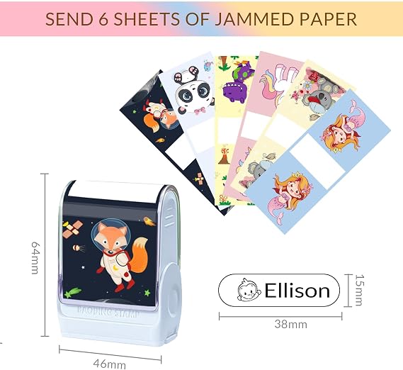 Name Stamp for Clothing Kids, Waterproof, Custom Clothes Stamp, Personalized Name Stamp for Kids Clothes, Ink for Water Bottles, Lunch Boxes, School Supplies,6 Replaceable Cartoon Cards.