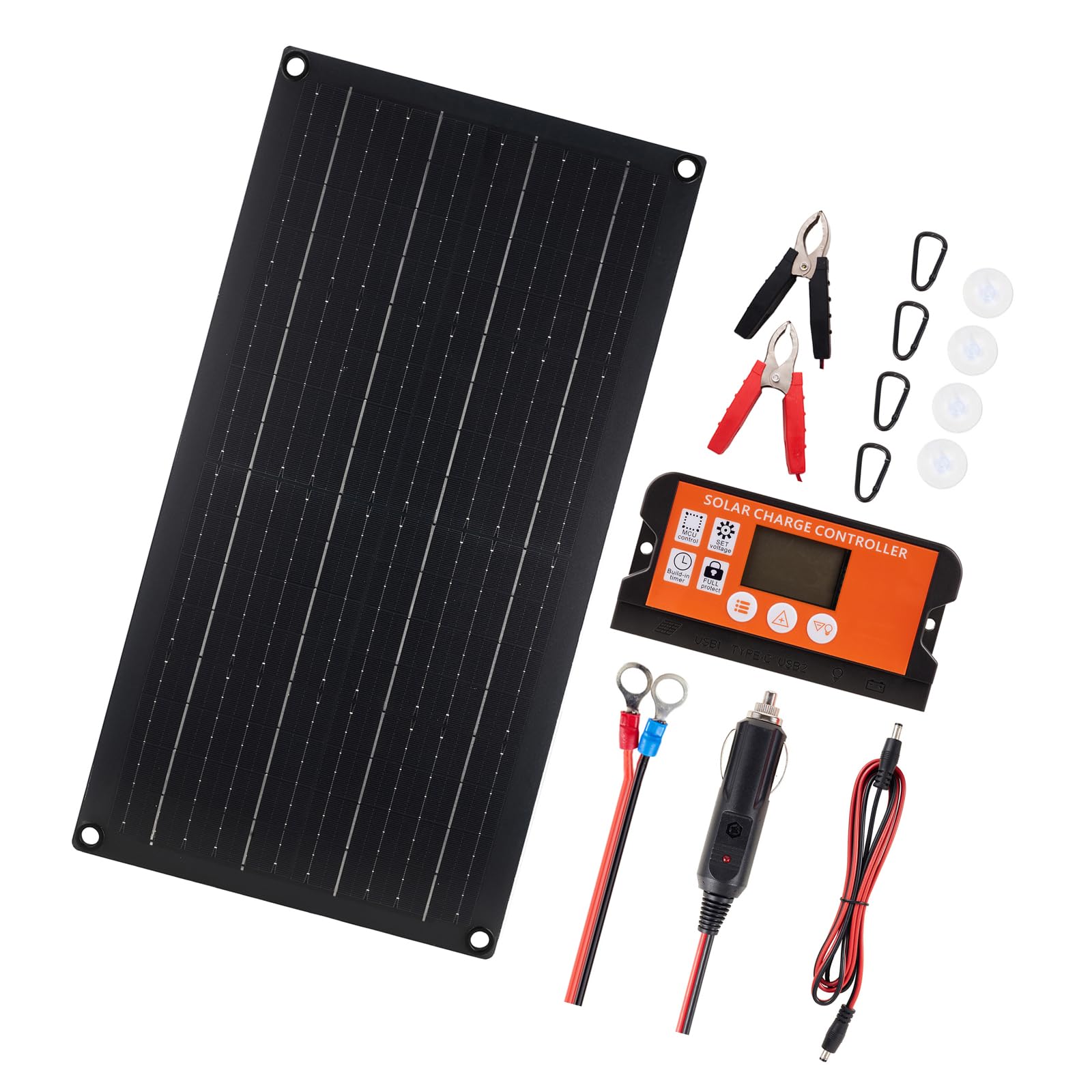 20W Solar Car Battery Device Set Efficiency Smart Charging Waterproof Permanent for Automobile Battery Care Marine Solar Device